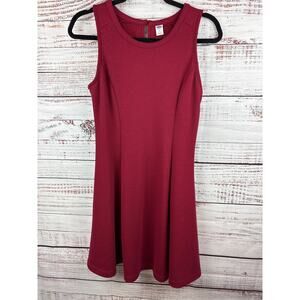 Womens Old Navy Cranberry Red Sleeveless Tank Swing Mini Dress Casual Knit Sz S